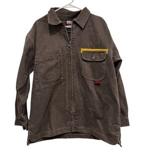 JNCO Brown Denim Jacket Y2K Grunge Core Military Vintage Distressed Hip Hop